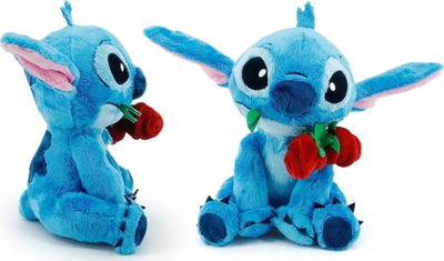 Lodër pelushi Simba Disney Stitch me trëndafil, 25 cm, blu