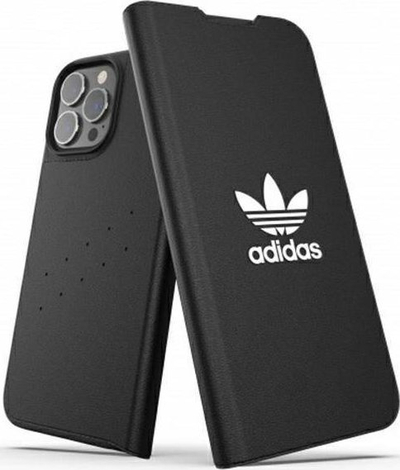 Mbulesë libër për telefon Adidas OR Booklet Case BASIC FW21, për iPhone 13 Pro Max, lëkurë eko, e zezë
