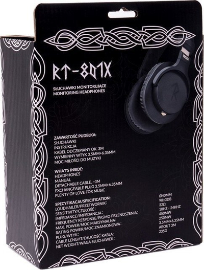 Kufje mbi vesh Rune Tune RT-801X, 40mm, 32 Ohm, të zeza