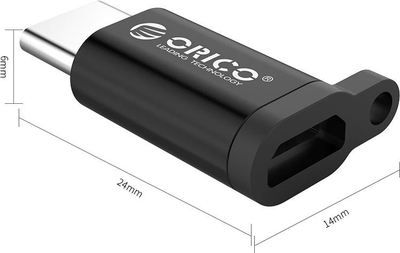 Адаптер Orico CBT-MT01, микро USB женски во USB-C машки, црн
