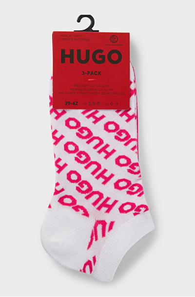 Set çorape për femra Hugo Boss, 3 palë, të bardha/rozë