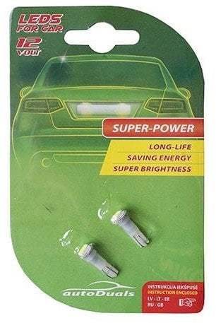 LED авто сијалица T5 1SMD, сет 2 парчиња, бела светлина