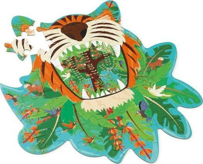 Puzzle Scratch Contour Tiger, 58 copa, me tigër, me plot ngjyra