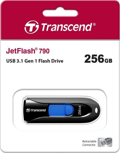 USB Transcend JetFlash 710S, 256 GB, e zezë