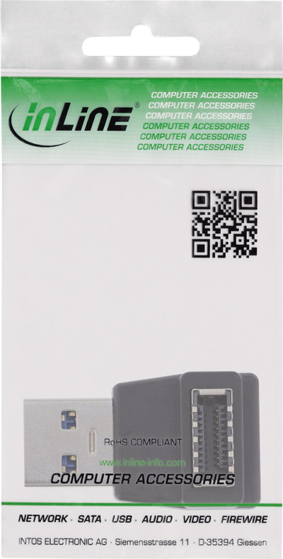 Adapter USB InLine USB 3.2, USB A mashkull në USB E te paneli i përparmë