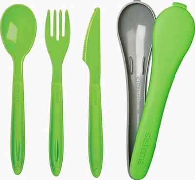 Set takëmesh për udhëtim Sistema Cutlery to GO, 3 pjesë, plastikë BPA free, me kuti mbajtëse