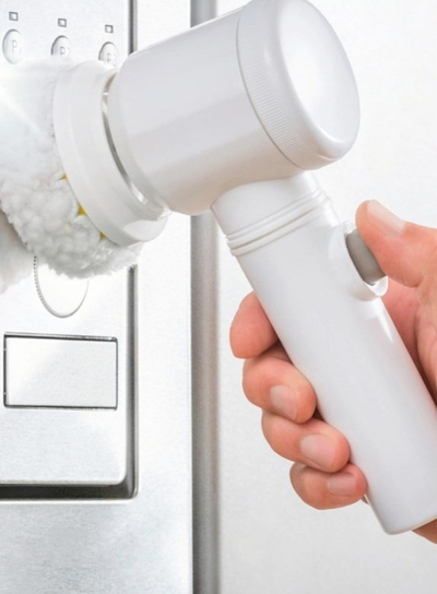 Furçë elektrike pastrimi Maximex 3‑në‑1, 3 koka, me dorezë të reh­atshme, e bardhë me të verdhë