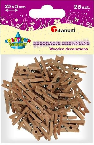 Kapëse rrobash Titanum Wooden Clothespins, dru natyral, 25 copë