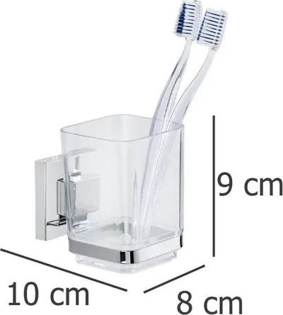Mbajtëse furçash dhëmbësh Vacuum-Loc Quadro Tumbler, montim me vakum, plastike, transparente