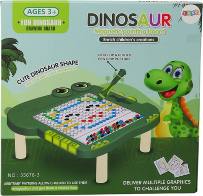 Dërrasë magnetike për fëmijë Leantoys Dinosaur, formë dinosauri, sipërfaqe për vizatim, shumëngjyrëshe