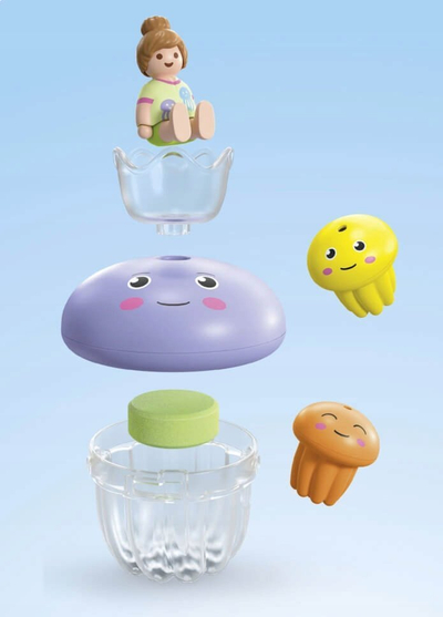 Set loje banjo Playmobil Colorful Jellyfish Family 71439, 9 pjesë, me 3 tableta banjo Tinti, shumëngjyrësh