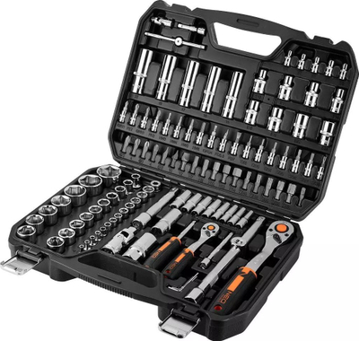 Set veglash Neo 10-066, 110 pjesë, çelik krom vanadium, në kuti plastike