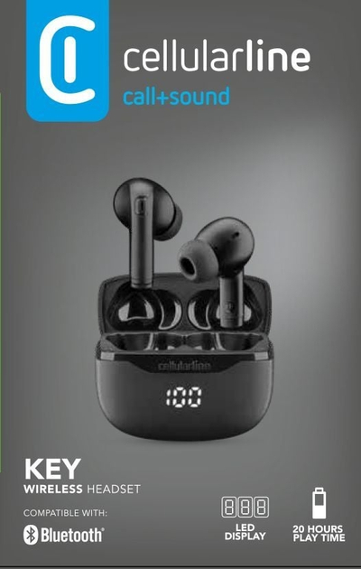 CELLULARLINE BT EARPHONES KEY TWS UNIV. BLACK