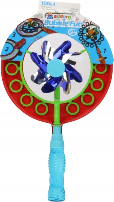 Lodër flluska Alldoro Bubble Windmill, 38cm, set 100ml, shumëngjyrëshe