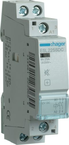Kontaktor modular Hager ESL225SDC, 2NO, 12V AC DC