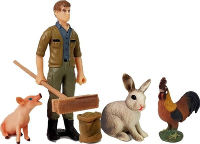 Set figurina ferme, 5 pjesë, plastikë, shumëngjyrëshe