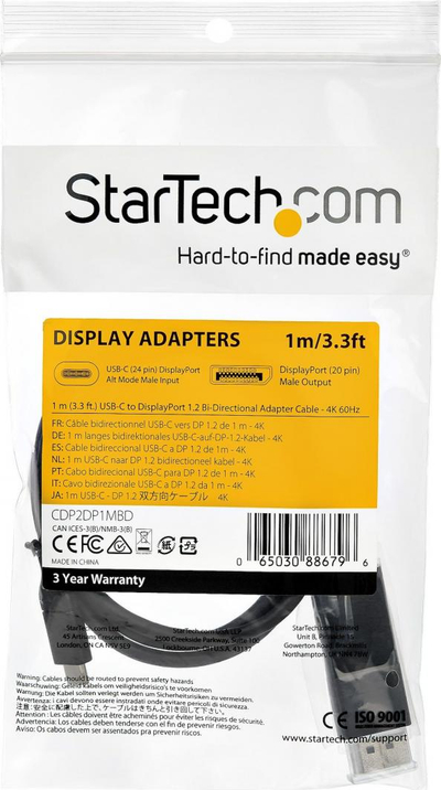 Kabllo USB StarTech USB-C-DP, 1 m, e zezë