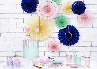 Pjata feste letre Party, 18cm, set 6 copë, mente me buzë të arta