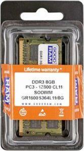 Memorie për laptop GoodRam DDR3, SODIMM, 8GB, 1600MHz, CL11 (GR1600S364L11/8G)