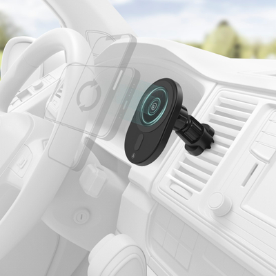 Karikues Hama wireless për celular në makinë Turbo Fast Charge, 15W, zezë