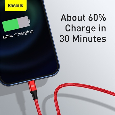 Kabllo karikimi / të dhënash Baseus 3in1 Rapid Series USB-C - USB-C / Lightning / USB-C, PD 20W, 1.5m, e kuqe