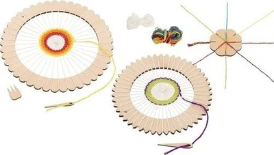 Set kreativ për thurje Craft Set Round Weaving Frame Latch Flower, korniza rrethore, lesh shumëngjyrësh