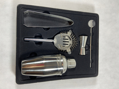 Set për përgatitje koktejsh Cocktail Preparation Set, 5 pjesë, çelik inox, argjend