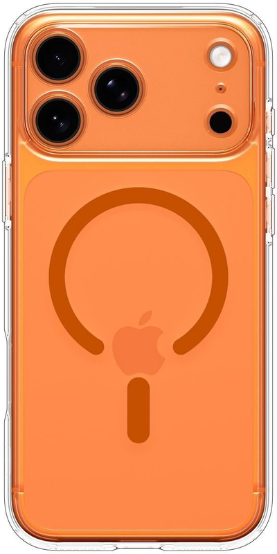Kapak telefoni Spigen Ultra Hybrid Mag për iPhone 17 Pro Max, i përshtatshëm me MagSafe, portokalli transparent