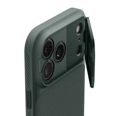 Mbulesë telefoni Spigen Optik Armor MagSafe për iPhone 17 Pro Max, me mbrojtje kamere, jeshile e errët