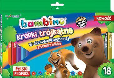 Kredha me ngjyra Bambino trekëndore, set me 18 copa, me mbështjellës druri, shumëngjyrëshe