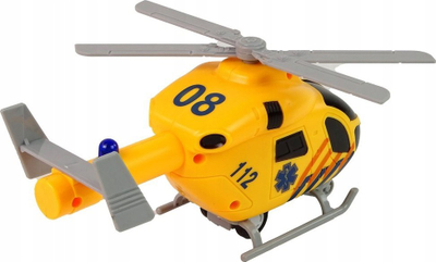Helikopter lodër Lean Toys Rescue Helicopter, ambulancë me drita, me zë, i verdhë