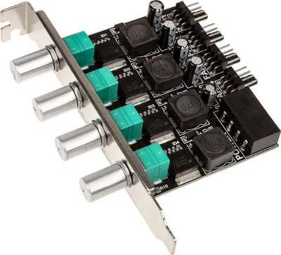 Kontrollues ventilatorësh PC Lamptron CP436, 4 kanale, montim PCI, i zi jeshil