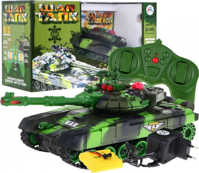 Lodër tank R/C War Tank, 2.4GHz, me dritë dhe zë, jeshil