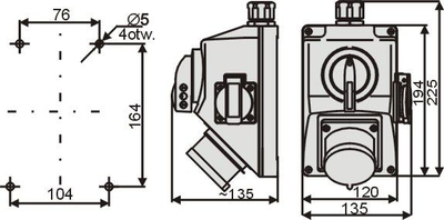 Set çelës shkëputës me prizë Elektromet C16-18.1N, 16A, IP44