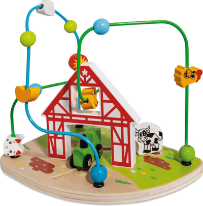 Labirint me rruaza druri Eichhorn, Bead Maze with Farm and Track, me temë fermë, me pistë makinash, shumëngjyrësh