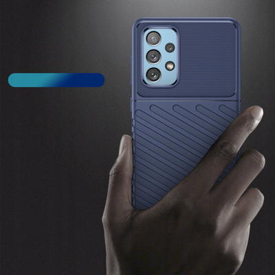 Maskë mbrojtëse Thunder Case për Samsung Galaxy A73 5G, TPU i butë, mbron nga rënie, blu e çelët