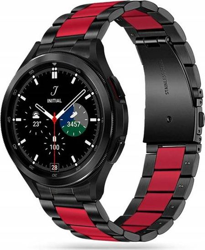 Byzylyk çeliku Tech-Protect Stainless për Samsung Galaxy Watch 4 40/42/44/46mm, i zi me të kuqe