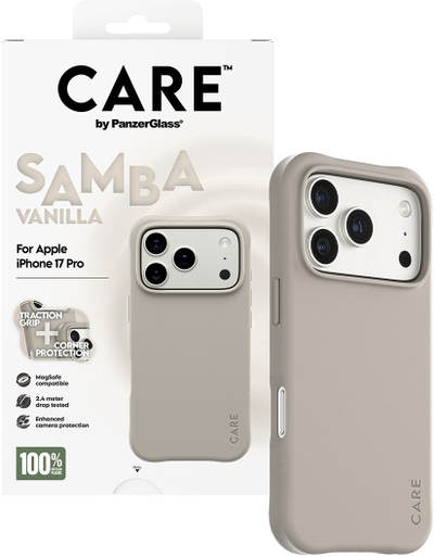 Mbrojtëse telefoni PanzerGlass CARE by Fashionable Case Samba Vanilla, MagSafe, për iPhone 17 Pro, vanilje