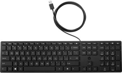 Tastierë HP Full-size, me kabllo USB, layout ndërkombëtar, e zezë