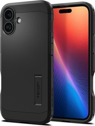 Kutia mbrojtëse Spigen Tough Armor MagSafe, për iPhone 16 Plus, me mbajtëse, e zezë