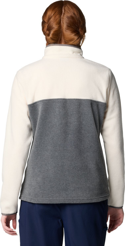 Bluzë fleece për femra Columbia Benton Springs 1/2 Snap Pullover II, 100% poliester, gri e bardhë