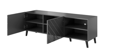 Komodë TV Bed Meble Abeto, 150x42x52 cm, MDF dhe panel i grimcuar, gri