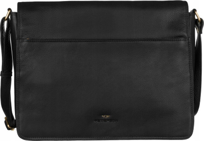 Çantë laptopi Peterson, lëkurë natyrale, 15", e zezë