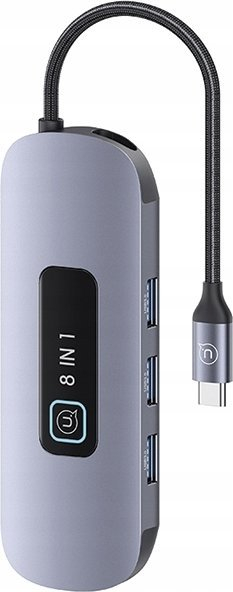 Adapter USB C Usams 8 në 1, me HDMI, rrjet RJ45, PD 100W, gri