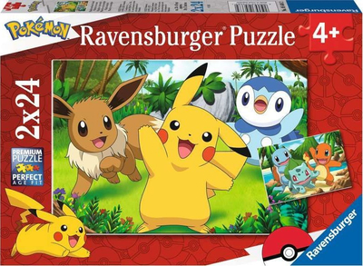 Puzzle për kalamaj Ravensburger Pikachu me shokët e vet, 2x24 copa, shumëngjyrësh