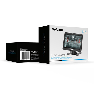 Monitor veture Peiying 7", 2 kanale, për kamera parkimi, i zi