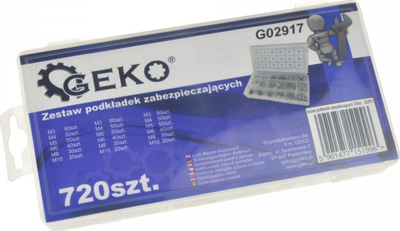 Set rondele GEKO 720 copë, çelik i galvanizuar, për vida M3 M10