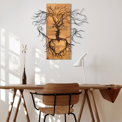Dekor muri Faces HM4807, dru dhe metal, 60x57.5cm, i zi