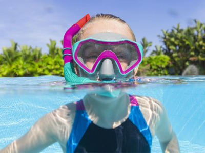Set maskë me snorkel Bestway 24025, për kalamaj 7+, polikarbonat, shumëngjyrësh