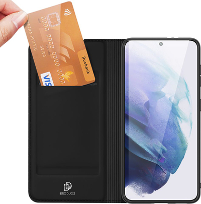 Mbulesë telefoni Dux Ducis Skin Pro për Samsung Galaxy S22 Plus, tip portofol me vende për kartela, e zezë